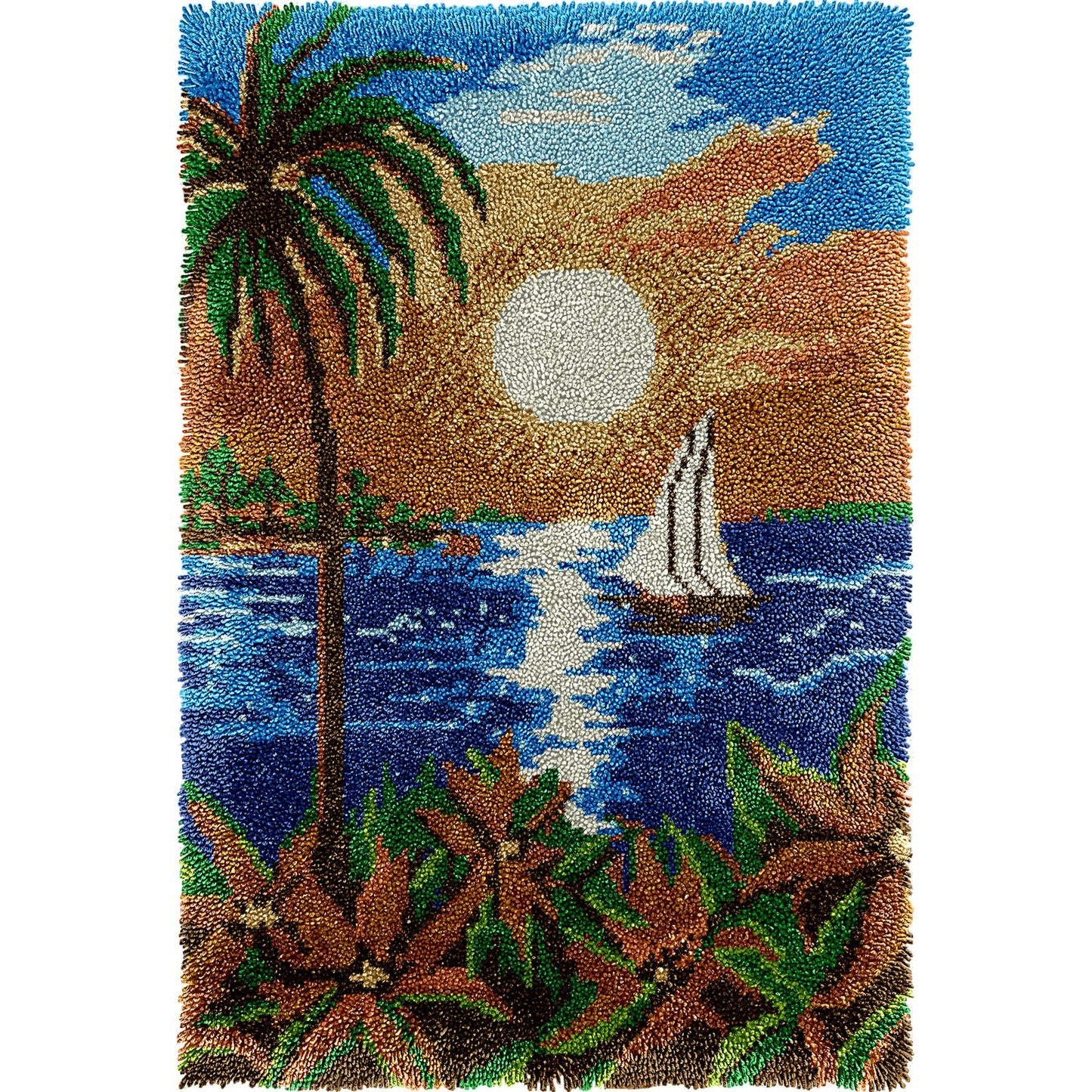 Veirousa Sunset Latch Hook Rug Kit, Large Size DIY Rug Craft Set