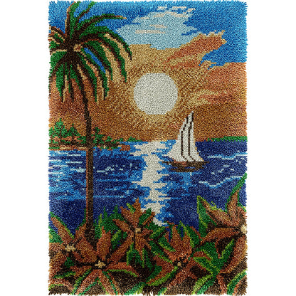 Veirousa Sunset Latch Hook Rug Kit, Large Size DIY Rug Craft Set