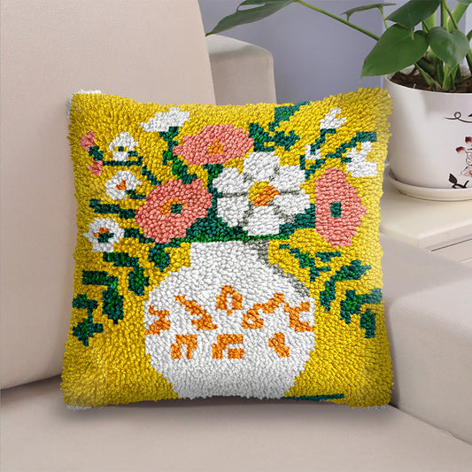 Vrirousa Vase Flower Latch Hook Pillow Kit